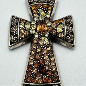 Brighton Crystal Voyage Topaz Cross Pendant